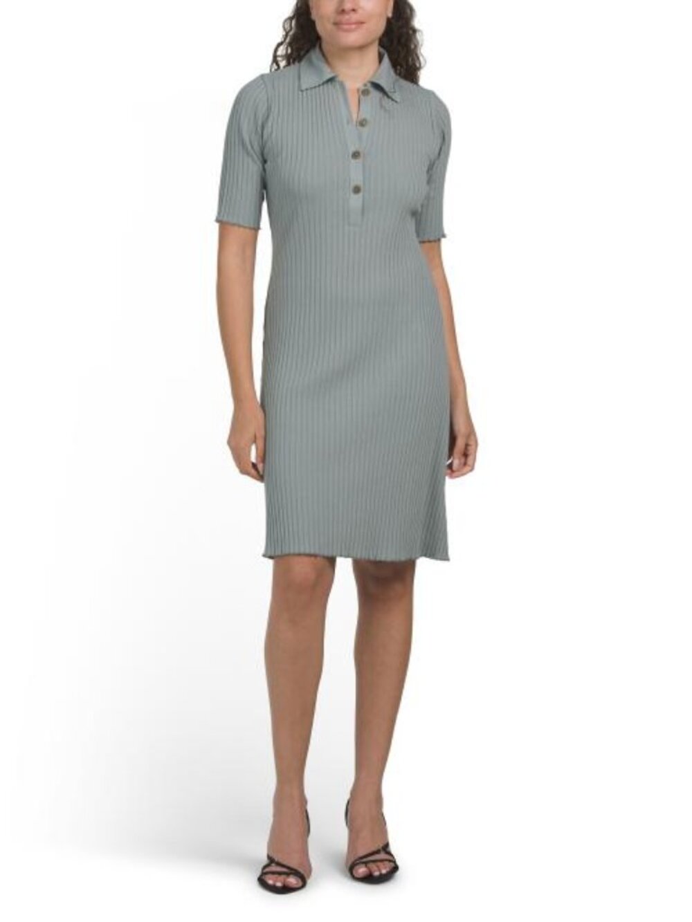 VINCE Elbow Sleeve Polo Mini Dress